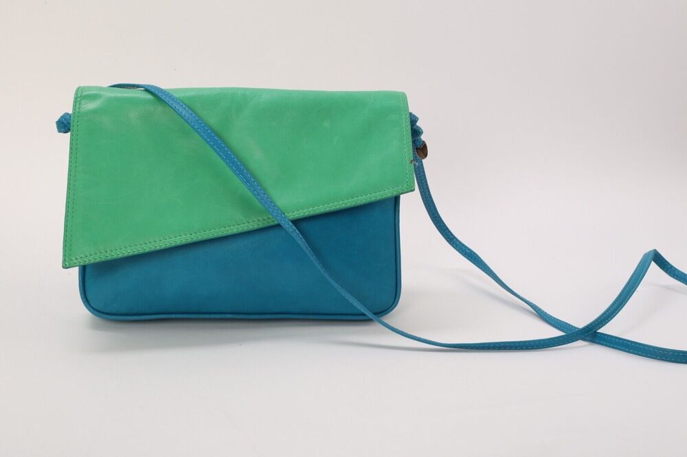 Blue Green Genuine Leather Retro Classic Womens Crossbody Shoulder Purse Bag